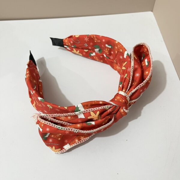 Wholesale Fabric knotted Santa Claus headband, floral, red striped, plaid, solid color, bow, wide border, 1 piece