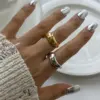 Wholesale 304 Stainless Steel Geometric PVD Coated 18K Real Gold Plated Simple Style Artistic Rings