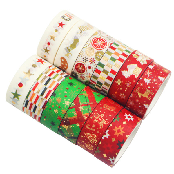 Wholesale DIY Decorative Hand Ledger Tape New Christmas Hot Stamping Washi Tape Hand Tearing