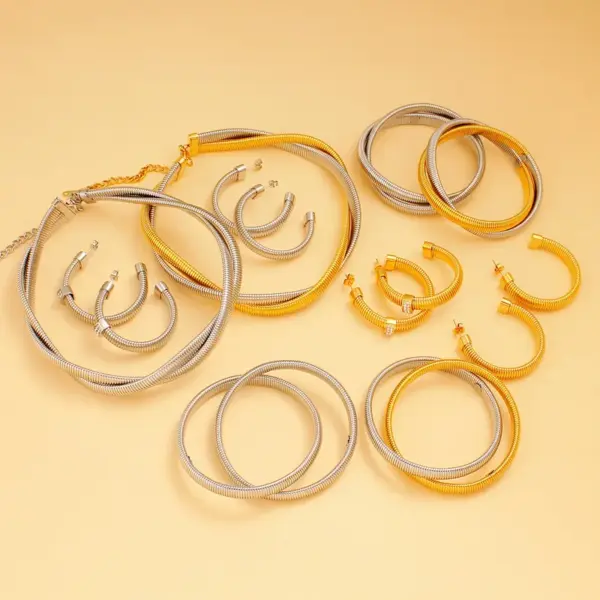 Wholesale PVD Coated 18K Gold Real Gold Plated Geometric 304 Stainless Steel 316 Stainless Steel Hip-Hop Simple Style Commute Waterproof Non Tarnish Bracelets Earrings Necklace