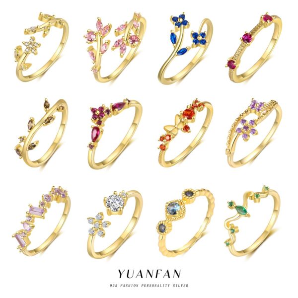 Wholesale S925 Sterling Silver Twelve Birthstone Ring