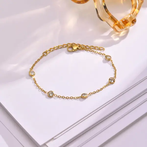 Wholesale PVD Coated Real Gold Plated 18K Gold Round 304 Stainless Steel Simple Style Waterproof Non Tarnish 304 Stainless Steel Bracelets