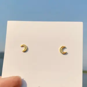Golden Moon Studs / 925 Silver Needle
