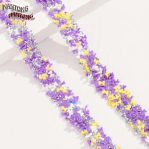 5 purple yellow white bow tie with diamonds / 1.5cm double-layer hot melt adhesive, colorful resin mixed adhesive strip