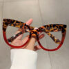 Wholesale Cross-border hot-selling large-frame cat-eye-shaped frame glitter anti-blue-ray glasses European and American fashion retro flat glasses