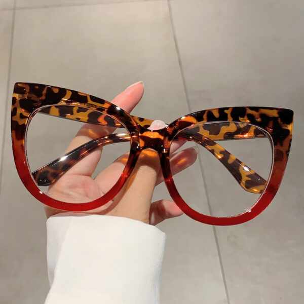 Wholesale Cross-border hot-selling large-frame cat-eye-shaped frame glitter anti-blue-ray glasses European and American fashion retro flat glasses