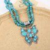 oly-d6e1524c7a6bfb9bf82e7e5208a84c57 Wholesale European and American Jewelry Western Style Water op Flower Turquoise Double-Layer Butterfly Necklace Personalized Retro Carved Heavy Industry Necklace Jewelry
