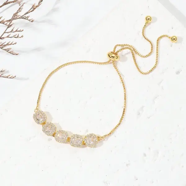 Wholesale Glam Round Stainless Steel Copper 18k Gold Plated Rose Gold Plated Silver Plated Zircon Bracelets In Bulk