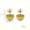 Wholesale Casual Simple Style Round 201 Stainless Steel Gold Plated Ear Studs