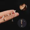 316L Stainless Steel Copper Zircon Ear Cartilage Rings & Studs Flower Waterproof Non Tarnish Surgical Steel Women'S