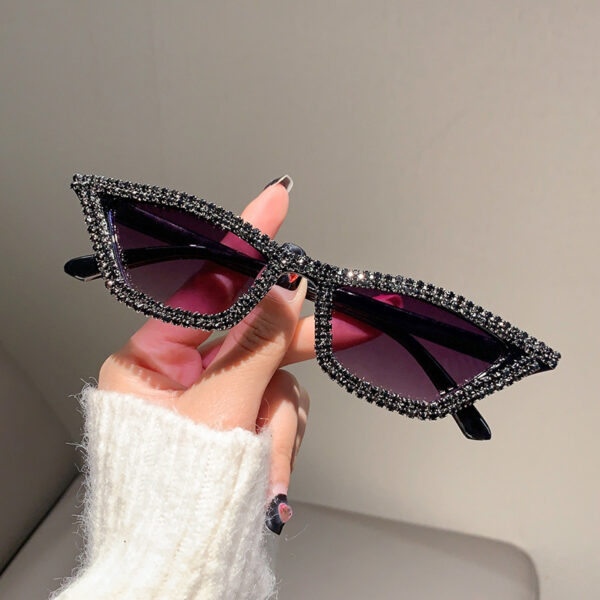 oly-d6ef0d4523559b85c58ea0ce10fb8a38 Wholesale Fashion Diamond-encrusted Cat's Eye Triangle Sunglasses Personalized Cyber pular Didi Bounty Sunglasses AliExpress INS