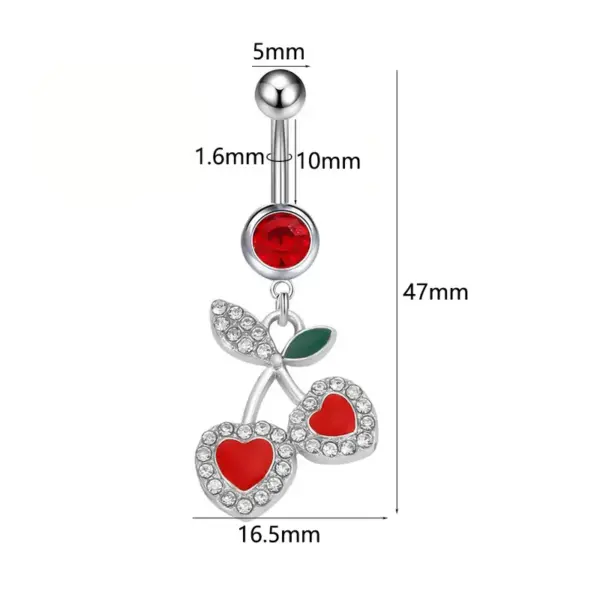 Wholesale Big Red Cherry Belly Button Ring Fruit Piercing Jewelry Belly Hoop Belly Buckle Women's Fashion Accessory For Party And Festival