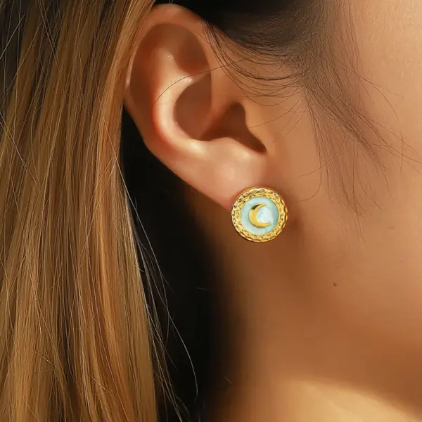 Wholesale 304 Stainless Steel Leaf PVD Coated Stone-Free 18K Real Gold Plated Handmade Romantic Shiny Waterproof Non Tarnish Frill Inlay Earrings Ear Studs