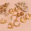Wholesale 304 Stainless Steel Solid Color PVD Coated Rhinestones 18K Gold Plated Real Gold Plated 18K Gold Simple Style Classic Style Waterproof Non Tarnish Plating Ear Studs