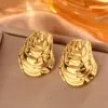 Wholesale PVD Coated 18K Gold Plated Sector Leaves Heart Shape 304 Stainless Steel Simple Style Waterproof Non Tarnish Ear Studs