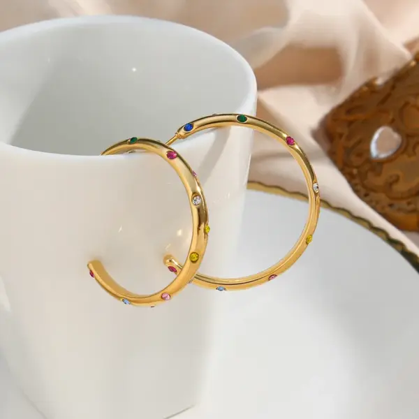 PVD Coated Real Gold Plated 18K Gold Geometric 304 Stainless Steel Fashion Waterproof Non Tarnish Earrings