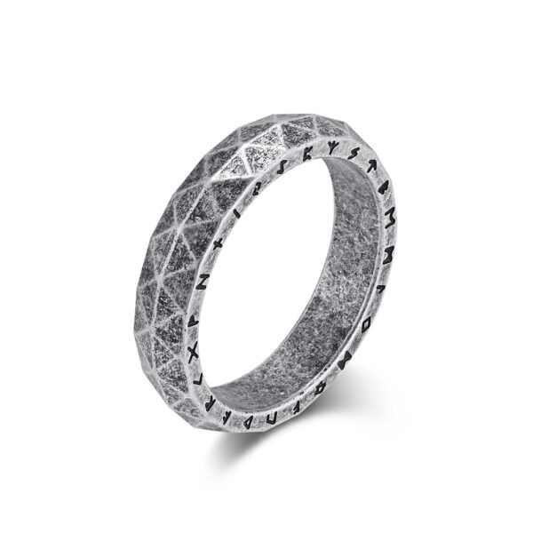 Wholesale Cross-border Nordic Retro Diamond Face Viking Character Stainless Steel Ring Niche Personality Men's Cold Style Jewelry