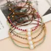 Casual Simple Style Round Artificial Crystal Freshwater Pearl Beaded awstring Braid Bracelets