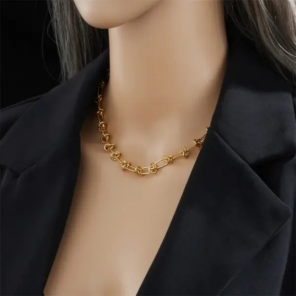 304 Stainless Steel Geometric PVD Coated 18K Gold Plated Real Gold Plated Hip-Hop Waterproof Non Tarnish Plating Necklace