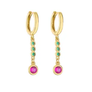 Golden Green Rose Red Diamond Long Pair