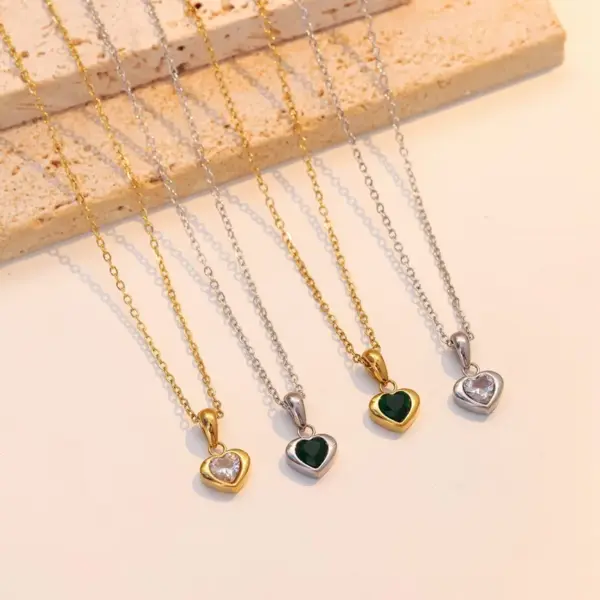 PVD Coated 18K Gold Platinum Real Gold Plated Heart Shape 304 Stainless Steel Elegant Sweet Waterproof Non Tarnish Earrings Necklace