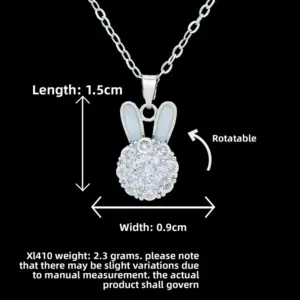 XL410 Rotating Bunny Necklace / Silver