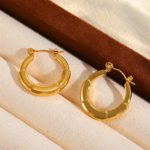 Wholesale 1 Pair Basic Simple Style Geometric Round Plating 304 Stainless Steel 18K Gold Plated Earrings
