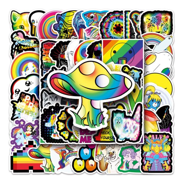 Wholesale 50 Ins Wind Color Cartoon Graffiti Cross-border Scooter Laptop Car DIY Decorative Stickers