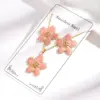 Wholesale Imitation Gold Plated 304 Stainless Steel Oil Drop Five-Leaf Flower Electroplated Polished Electroplated Earrings Necklace Jewelry Set For Women