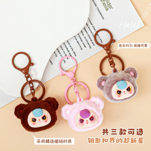 Wholesale Flocked bear keychain pendant