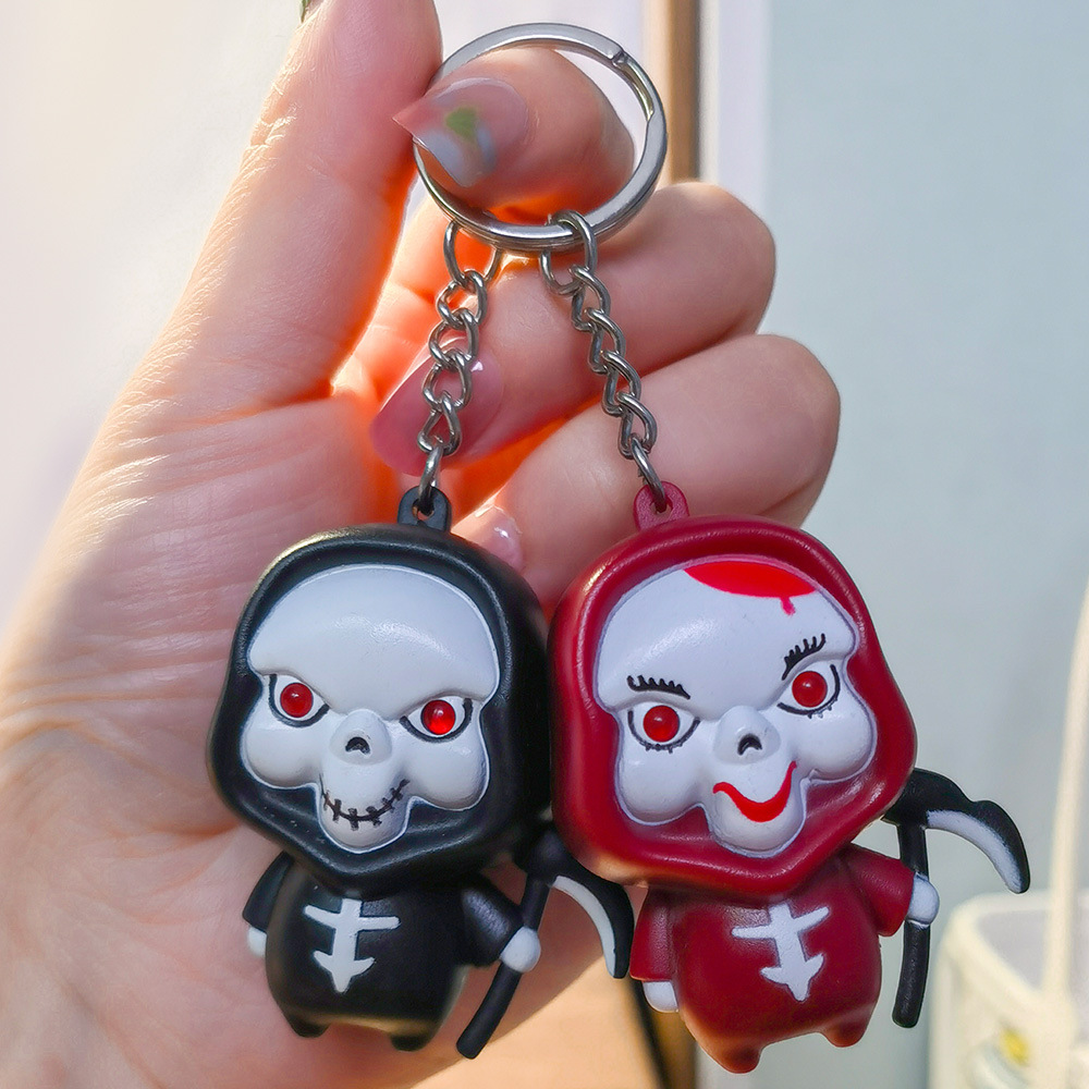 Wholesale Death glowing sound horror Ghost April Fool's Day creative car keychain schoolbag pendant cole small gift