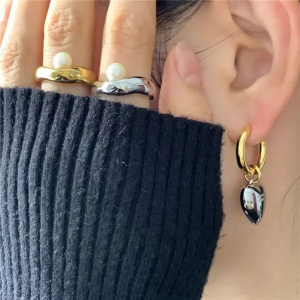 Wholesale 304 Stainless Steel Heart Shape PVD Coated 18K Real Gold Plated Sweet Waterproof Non Tarnish Plating Drop Earrings
