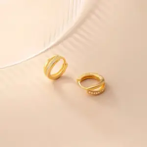 Double Layer Diamond Earrings (Copper Plating Yellow Gold)