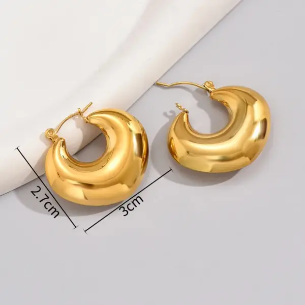 Wholesale 304 Stainless Steel Solid Color PVD Coated 18K Gold Plated 18K Gold Simple Style Classic Style Waterproof Non Tarnish Plating Gold Earrings
