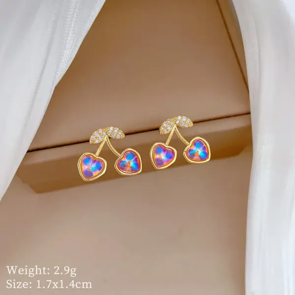 Wholesale Electroplating 18K Gold Golden Plated Cherry Titanium Steel Brass Elegant Classic Style Commute Jewelry Set