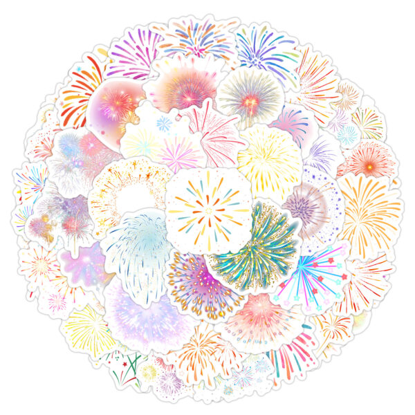 oly-d726aad30a1f899321e38af15a3be743 Wholesale 50 Cute Fireworks Graffiti Stickers Water Cup Mobile Phone Waterproof Decorative Stickers Creative Cartoon Fireworks Stickers