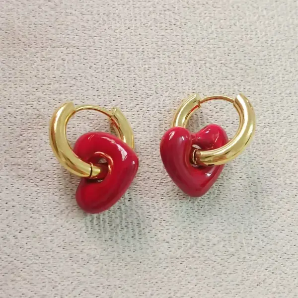 18K Gold Plated Real Gold Plated Heart Shape 304 Stainless Steel Metal Romantic Waterproof Non Tarnish Hoop Earrings