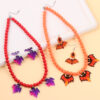 Wholesale European and American Halloween Creative Earrings Solid Color Bat Ghost Beaded Acrylic Necklace Personalized Jewelry Set for Women