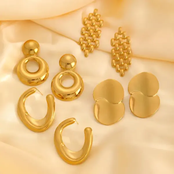 1 Pair Casual Simple Style Streetwear Geometric Plating 304 Stainless Steel Drop Earrings