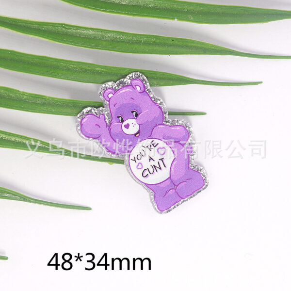 Wholesale Cartoon Cute Rainbow Personality Bear Bag Jewelry Acrylic Flatback OLY Exclusive