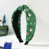 Wholesale Fabric knotted Santa Claus gift pine snowflake green red striped plaid solid color knotted wide headband