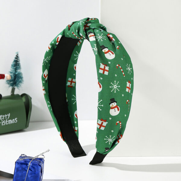 Wholesale Fabric knotted Santa Claus gift pine snowflake green red striped plaid solid color knotted wide headband