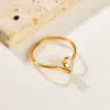Wholesale 304 Stainless Steel Water Droplets PVD Coated Zircon 18K Real Gold Plated Simple Style Classic Style Waterproof Non Tarnish Inlay Gold Rings