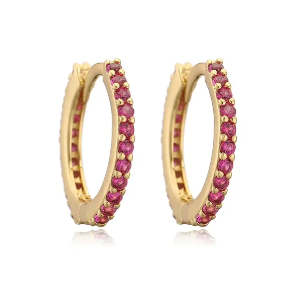 Wholesale Fashion Simple Copper Inlaid Color Diamond Round Ear Clip Earrings Women's Style Ring Light Luxury Earrings Factory Wholesale