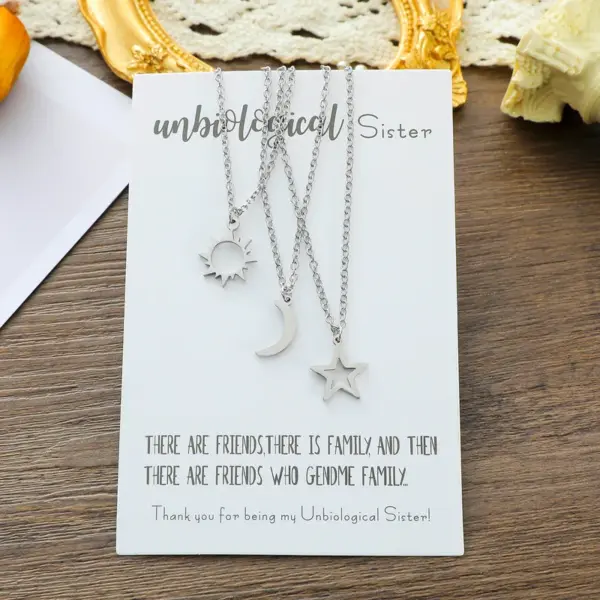 Wholesale New Stainless Steel Sun Moon Star Necklace European And American Personality Pendent Necklace