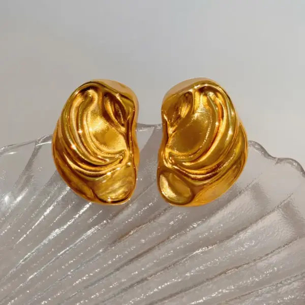 Wholesale 1 Pair Simple Style Solid Color Plating 304 Stainless Steel 18K Gold Plated Stainless Steel Earrings