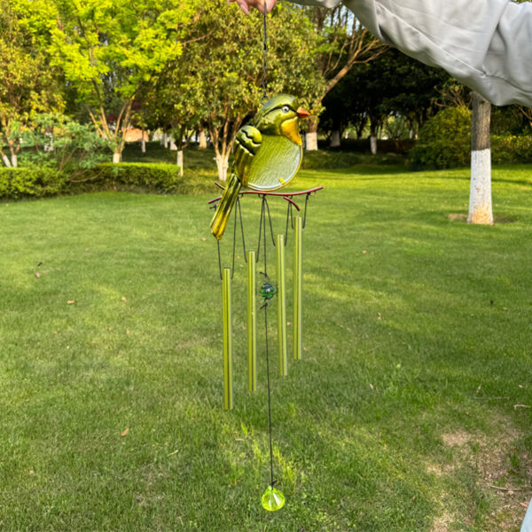 Wholesale Cross-border New Product Metal Wrought Iron Wind Bell Glass Painted Pendant Anti-rust Paint Crafts Hanging Decoration Courtyard Balcony Decoration