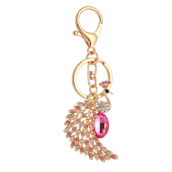Wholesale Cross-Border Diamond-Encrusted Peacock Keychain Alloy Light Luxury Keychain Fashion Pendant Bag Car Chain Key Accessory