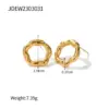 Wholesale 304 Stainless Steel Geometric PVD Coated 18K Real Gold Plated Real Gold Plated 18K Gold Basic Simple Style Waterproof Non Tarnish Gold Ear Studs