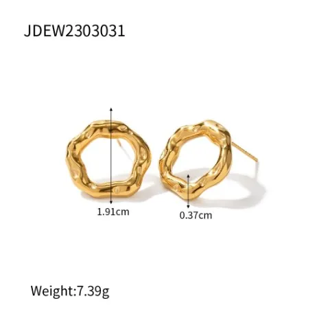 Wholesale 304 Stainless Steel Geometric PVD Coated 18K Real Gold Plated Real Gold Plated 18K Gold Basic Simple Style Waterproof Non Tarnish Gold Ear Studs